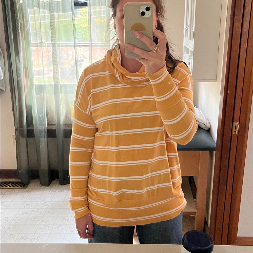 Garnet Hill Yellow and White Striped Sweater - Picture 5 of 6